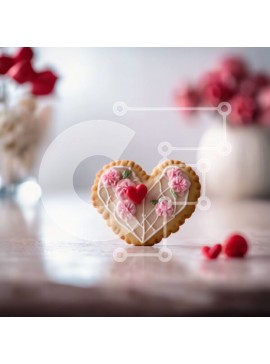 Σετ των 2 Intra Συλλεκτικό Ξύλινο Παζλ Plywood  4mm - Μπισκότο σε σχήμα καρδιάς με κόκκινο και λευκό γλάσο Σε Ξύλινο Κουτί - Διαστάσεις: 10x10 cm – 25 κομμάτια