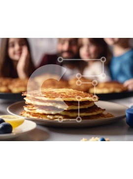 Σετ των 2 Intra Συλλεκτικό Ξύλινο Παζλ Plywood  4mm - Στοίβα τηγανίτες με βατόμουρα και λεμόνια Σε Ξύλινο Κουτί - Διαστάσεις: 10x10 cm – 25 κομμάτια