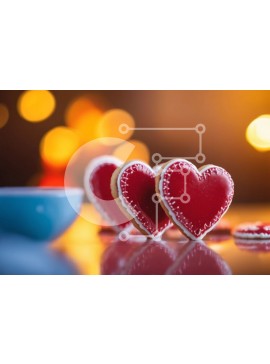 Σετ των 2 Intra Συλλεκτικό Ξύλινο Παζλ Plywood  4mm - Μπισκότα σε σχήμα καρδιάς σε τραπέζι Σε Ξύλινο Κουτί - Διαστάσεις: 10x10 cm – 25 κομμάτια