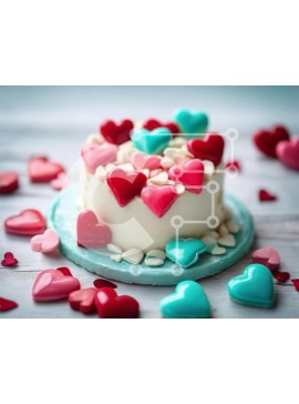 Σετ των 2 Intra Συλλεκτικό Ξύλινο Παζλ Plywood  4mm - Τούρτα σε σχήμα καρδιάς με διακοσμητικές καρδιές Σε Ξύλινο Κουτί - Διαστάσεις: 10x10 cm – 25 κομμάτια
