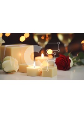 Intra Συλλεκτικό Ξύλινο Παζλ Plywood  4mm - Ρομαντικό τραπέζι δείπνου υπό το φως των κεριών με τριαντάφυλλα και σαμπάνια Σε Ξύλινο Κουτί - Διαστάσεις: 10x10 cm – 25 κομμάτια