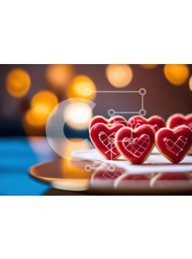 Σετ των 2 Intra Συλλεκτικό Ξύλινο Παζλ Plywood  4mm - Μπισκότα σε σχήμα καρδιάς σε λευκό πιάτο Σε Ξύλινο Κουτί - Διαστάσεις: 10x10 cm – 25 κομμάτια