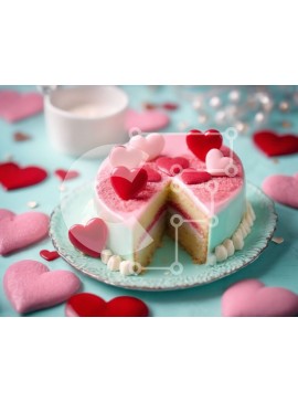 Σετ των 2 Intra Συλλεκτικό Ξύλινο Παζλ Plywood  4mm - Τούρτα σε σχήμα καρδιάς με φέτα που λείπει και διάσπαρτες καρδιές Σε Ξύλινο Κουτί - Διαστάσεις: 10x10 cm – 25 κομμάτια