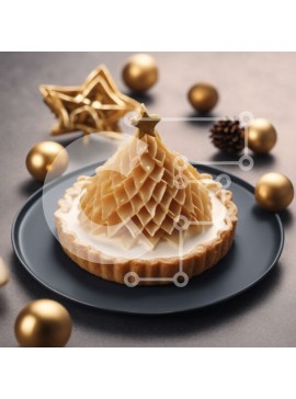 Σετ των 2 Intra Συλλεκτικό Ξύλινο Παζλ Plywood  4mm - Επιδόρπιο με χριστουγεννιάτικο θέμα με ανάποδο σχήμα χριστουγεννιάτικου δέντρου και χρυσά στολίδια Σε Ξύλινο Κουτί - Διαστάσεις: 10x10 cm – 25 κομμάτια