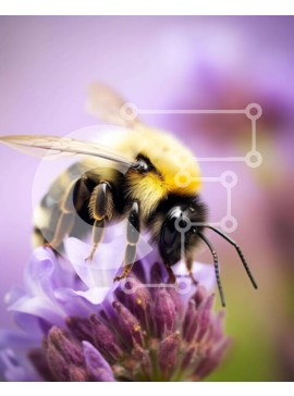 Intra Συλλεκτικό Ξύλινο Παζλ Plywood  4mm - Μέλισσα σε μωβ λουλούδια που επικονιάζουν Σε Ξύλινο Κουτί - Διαστάσεις: 10x10 cm – 25 κομμάτια