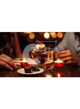 Σετ των 2 Intra Συλλεκτικό Ξύλινο Παζλ Plywood  4mm - Ζευγάρι που απολαμβάνει τα επιδόρπια σε ένα τραπέζι υπό το φως των κεριών Σε Ξύλινο Κουτί - Διαστάσεις: 10x10 cm – 25 κομμάτια