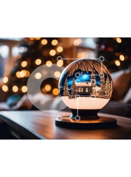 Intra Συλλεκτικό Ξύλινο Παζλ Plywood  4mm - Snow Globe με περίπλοκα σπίτια και δέντρα Σε Ξύλινο Κουτί - Διαστάσεις Puzzle: 10x10 cm – 25 κομμάτια