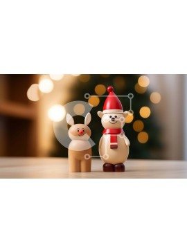 Intra Συλλεκτικό Ξύλινο Παζλ Plywood  4mm - Ξύλινα ειδώλια αρκούδας και ξωτικών σε χιονισμένο φόντο Σε Ξύλινο Κουτί - Διαστάσεις Puzzle: 10x10 cm – 25 κομμάτια