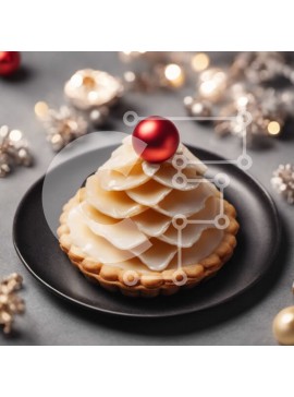 Σετ των 2 Intra Συλλεκτικό Ξύλινο Παζλ Plywood  4mm - Επιδόρπιο ζαχαροπλαστικής με χριστουγεννιάτικο δέντρο με διακόσμηση με κόκκινη μπάλα Σε Ξύλινο Κουτί - Διαστάσεις: 10x10 cm – 25 κομμάτια