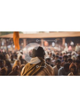 Intra Συλλεκτικό Ξύλινο Παζλ Plywood  4mm - Άνδρας που μιλά σε θρησκευτική εκδήλωση Σε Ξύλινο Κουτί - Διαστάσεις Puzzle: 10x10 cm – 25 κομμάτια