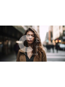 Intra Συλλεκτικό Ξύλινο Παζλ Plywood  4mm - Ουδέτερη γυναίκα με καφέ σακάκι στο City Street Σε Ξύλινο Κουτί - Διαστάσεις Puzzle: 10x10 cm – 25 κομμάτια