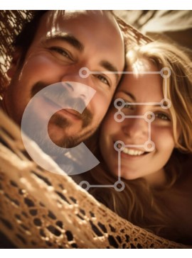 Intra Συλλεκτικό Ξύλινο Παζλ Plywood  4mm - Χαμογελαστό ζευγάρι στην αιώρα με ποτά Σε Ξύλινο Κουτί - Διαστάσεις Puzzle: 10x10 cm – 25 κομμάτια