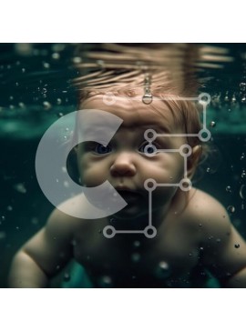 Intra Συλλεκτικό Ξύλινο Παζλ Plywood  4mm - Αξιολάτρευτη εικόνα μωρού που κολυμπά υποβρύχια με τα μάτια ανοιχτά Σε Ξύλινο Κουτί - Διαστάσεις Puzzle: 10x10 cm – 25 κομμάτια