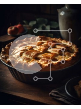 Σετ των 2 Intra Συλλεκτικό Ξύλινο Παζλ Plywood  4mm - Νόστιμη φρεσκοψημένη μηλόπιτα σε ξύλινο τραπέζι Σε Ξύλινο Κουτί - Διαστάσεις: 10x10 cm – 25 κομμάτια