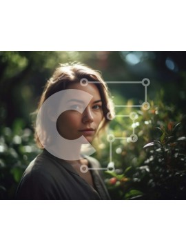 Intra Συλλεκτικό Ξύλινο Παζλ Plywood  4mm - Στοχαστική γυναίκα σε μια όμορφη δασώδη περιοχή Σε Ξύλινο Κουτί - Διαστάσεις Puzzle: 10x10 cm – 25 κομμάτια