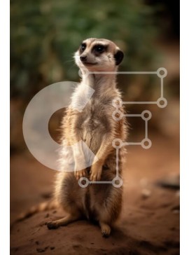 Σετ των 2 Intra Συλλεκτικό Ξύλινο Παζλ Plywood  4mm - Αξιολάτρευτο Meerkat που στέκεται στα πίσω πόδια με μεγάλα μάτια και θαμνώδη ουρά Σε Ξύλινο Κουτί - Διαστάσεις: 10x10 cm – 25 κομμάτια