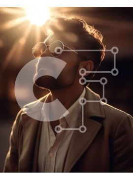 Intra Συλλεκτικό Ξύλινο Παζλ Plywood  4mm - Άτομο γυαλιών ηλίου που στέκεται μπροστά από ένα φωτεινό ηλιοβασίλεμα Σε Ξύλινο Κουτί - Διαστάσεις Puzzle: 10x10 cm – 25 κομμάτια