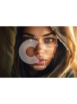 Intra Συλλεκτικό Ξύλινο Παζλ Plywood  4mm - Σοβαρή γυναίκα με καφέ μανδύα με κουκούλα που κοιτάζει την κάμερα Σε Ξύλινο Κουτί - Διαστάσεις Puzzle: 10x10 cm – 25 κομμάτια