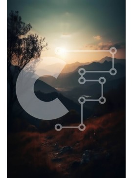 Σετ των 2 Intra Συλλεκτικό Ξύλινο Παζλ Plywood  4mm - Όμορφο ηλιοβασίλεμα πάνω από την οροσειρά με ένα μόνο δέντρο Σε Ξύλινο Κουτί - Διαστάσεις: 10x10 cm – 25 κομμάτια