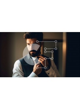 Intra Συλλεκτικό Ξύλινο Παζλ Plywood  4mm - Επιχειρηματίας που ρυθμίζει τη γραβάτα μπροστά από τον καθρέφτη Σε Ξύλινο Κουτί - Διαστάσεις Puzzle: 10x10 cm – 25 κομμάτια