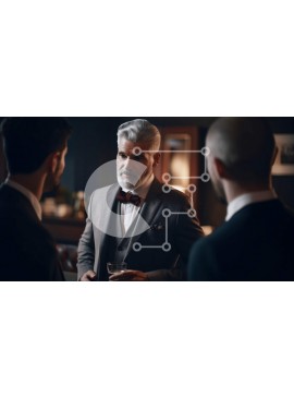 Intra Συλλεκτικό Ξύλινο Παζλ Plywood  4mm - Ώριμος επιχειρηματίας που φαίνεται κουρασμένος και αδιάφορος στη συνομιλία Σε Ξύλινο Κουτί - Διαστάσεις Puzzle: 10x10 cm – 25 κομμάτια