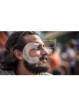 Intra Συλλεκτικό Ξύλινο Παζλ Plywood  4mm - Άνδρας που στέκεται μπροστά σε ένα πλήθος με τα χέρια του στις τσέπες Σε Ξύλινο Κουτί - Διαστάσεις Puzzle: 10x10 cm – 25 κομμάτια