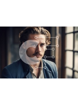 Intra Συλλεκτικό Ξύλινο Παζλ Plywood  4mm - Άνδρας με μακριά μαλλιά και γένια που κοιτάζει την απόσταση Σε Ξύλινο Κουτί - Διαστάσεις Puzzle: 10x10 cm – 25 κομμάτια