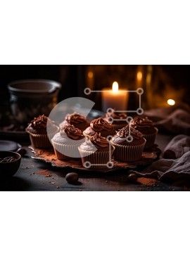Σετ των 2 Intra Συλλεκτικό Ξύλινο Παζλ Plywood  4mm - Decadent Cupcakes σοκολάτας με παγωτό και ένα αναμμένο κερί Σε Ξύλινο Κουτί - Διαστάσεις: 10x10 cm – 25 κομμάτια