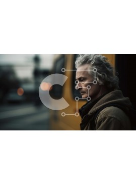 Intra Συλλεκτικό Ξύλινο Παζλ Plywood  4mm - Μεσήλικας που στέκεται δίπλα στο κίτρινο σχολικό λεωφορείο τη συννεφιασμένη μέρα Σε Ξύλινο Κουτί - Διαστάσεις Puzzle: 10x10 cm – 25 κομμάτια