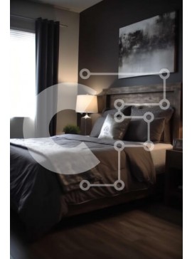 Intra Συλλεκτικό Ξύλινο Παζλ Plywood  4mm - Άνετο υπνοδωμάτιο σε σκούρο γκρι με ξύλινο δάπεδο σανίδας Σε Ξύλινο Κουτί - Διαστάσεις Puzzle: 10x10 cm – 25 κομμάτια