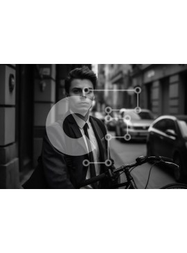 Intra Συλλεκτικό Ξύλινο Παζλ Plywood  4mm - Επαγγελματίας στη γωνία του δρόμου με το ποδήλατο Σε Ξύλινο Κουτί - Διαστάσεις Puzzle: 10x10 cm – 25 κομμάτια