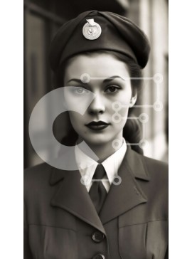 Intra Συλλεκτικό Ξύλινο Παζλ Plywood  4mm - Σοβαρό πορτρέτο γυναίκας στρατιώτη με στρατιωτική στολή Σε Ξύλινο Κουτί - Διαστάσεις Puzzle: 10x10 cm – 25 κομμάτια