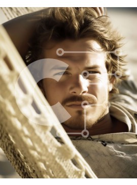 Intra Συλλεκτικό Ξύλινο Παζλ Plywood  4mm - Χαλαρός άνδρας σε μια αιώρα στην παραλία Σε Ξύλινο Κουτί - Διαστάσεις Puzzle: 10x10 cm – 25 κομμάτια