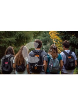 Intra Συλλεκτικό Ξύλινο Παζλ Plywood  4mm - Νέοι με σακίδια που κοιτάζουν την κάμερα Σε Ξύλινο Κουτί - Διαστάσεις Puzzle: 10x10 cm – 25 κομμάτια