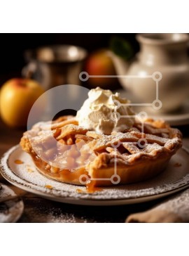 Σετ των 2 Intra Συλλεκτικό Ξύλινο Παζλ Plywood  4mm - Ζεστή και ζεστή εικόνα της φρεσκοψημένης μηλόπιτας με παγωτό βανίλια Σε Ξύλινο Κουτί - Διαστάσεις: 10x10 cm – 25 κομμάτια