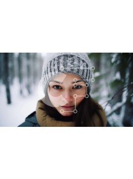 Intra Συλλεκτικό Ξύλινο Παζλ Plywood  4mm - Όμορφη εικόνα μιας νεαρής γυναίκας στο χιόνι με την Beanie και το κασκόλ Σε Ξύλινο Κουτί - Διαστάσεις Puzzle: 10x10 cm – 25 κομμάτια