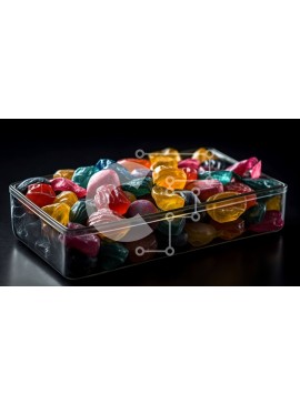 Σετ των 2 Intra Συλλεκτικό Ξύλινο Παζλ Plywood  4mm - Λαχταριστές Ποικιλία Gummy Candies σε διαφανές πλαστικό δοχείο Σε Ξύλινο Κουτί - Διαστάσεις: 10x10 cm – 25 κομμάτια