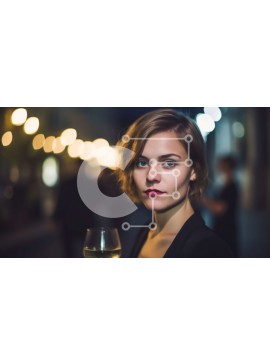 Intra Συλλεκτικό Ξύλινο Παζλ Plywood  4mm - Όμορφη εικόνα μιας νεαρής γυναίκας που απολαμβάνει μια βραδινή έξοδο στην πόλη Σε Ξύλινο Κουτί - Διαστάσεις Puzzle: 10x10 cm – 25 κομμάτια