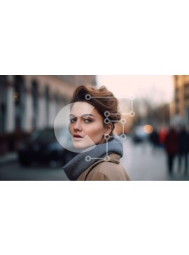 Intra Συλλεκτικό Ξύλινο Παζλ Plywood  4mm - Κομψή γυναίκα σε έναν δρόμο της πόλης Σε Ξύλινο Κουτί - Διαστάσεις Puzzle: 10x10 cm – 25 κομμάτια