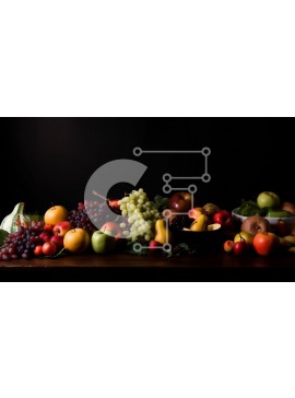 Σετ των 2 Intra Συλλεκτικό Ξύλινο Παζλ Plywood  4mm - Φρέσκα φρούτα και λαχανικά σε ένα τραπέζι Σε Ξύλινο Κουτί - Διαστάσεις: 10x10 cm – 25 κομμάτια