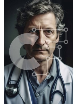 Intra Συλλεκτικό Ξύλινο Παζλ Plywood  4mm - Επαγγελματίας Ιατρός με Στηθοσκόπιο και Σοβαρή Έκφραση Σε Ξύλινο Κουτί - Διαστάσεις Puzzle: 10x10 cm – 25 κομμάτια