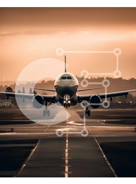 Intra Συλλεκτικό Ξύλινο Παζλ Plywood  4mm - Το Boeing 747 απογειώνεται από το διάδρομο του αεροδρομίου το ηλιοβασίλεμα Σε Ξύλινο Κουτί - Διαστάσεις Puzzle: 10x10 cm – 25 κομμάτια