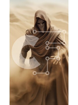 Intra Συλλεκτικό Ξύλινο Παζλ Plywood  4mm - Μυστηριώδης φιγούρα με καφέ μανδύα που στέκεται στο Desert Sands Σε Ξύλινο Κουτί - Διαστάσεις Puzzle: 10x10 cm – 25 κομμάτια