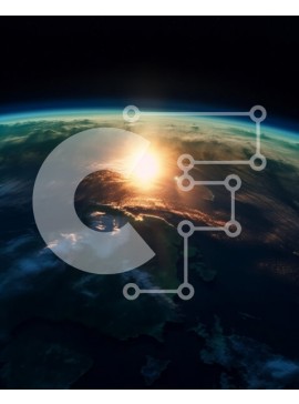 Intra Συλλεκτικό Ξύλινο Παζλ Plywood  4mm - Εκπληκτική ασπρόμαυρη εικόνα της Γης από το διάστημα με το όμορφο ηλιοβασίλεμα Σε Ξύλινο Κουτί - Διαστάσεις Puzzle: 10x10 cm – 25 κομμάτια