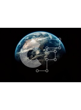 Intra Συλλεκτικό Ξύλινο Παζλ Plywood  4mm - Ασπρόμαυρη εικόνα της Γης από το Διάστημα με τον Ήλιο να λάμπει έντονα Σε Ξύλινο Κουτί - Διαστάσεις Puzzle: 10x10 cm – 25 κομμάτια