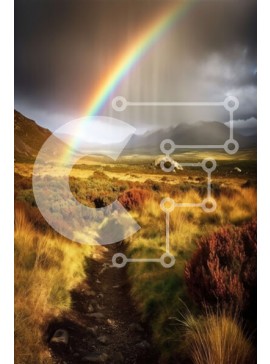 Σετ των 2 Intra Συλλεκτικό Ξύλινο Παζλ Plywood  4mm - Εκπληκτικό τοπίο ουράνιου τόξου με πράσινο και βουνά Σε Ξύλινο Κουτί - Διαστάσεις: 10x10 cm – 25 κομμάτια