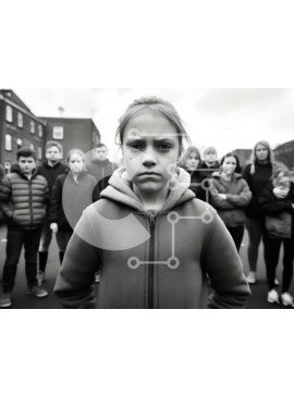 Intra Συλλεκτικό Ξύλινο Παζλ Plywood  4mm - Νεαρό κορίτσι ξεχωρίζει σε ένα πλήθος φορώντας μια μαύρη κουκούλα Σε Ξύλινο Κουτί - Διαστάσεις Puzzle: 10x10 cm – 25 κομμάτια