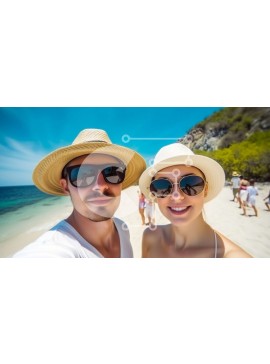 Intra Συλλεκτικό Ξύλινο Παζλ Plywood  4mm - Ευτυχισμένο ζευγάρι που βγάζει μια selfie σε μια όμορφη τροπική παραλία Σε Ξύλινο Κουτί - Διαστάσεις Puzzle: 10x10 cm – 25 κομμάτια