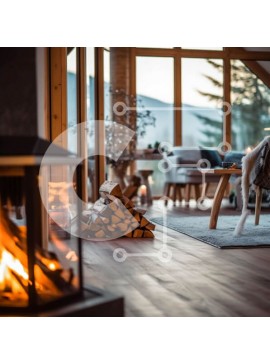 Intra Συλλεκτικό Ξύλινο Παζλ Plywood  4mm - Φιλόξενο σαλόνι με τζάκι και ζεστές πινελιές από ξύλο Σε Ξύλινο Κουτί - Διαστάσεις Puzzle: 10x10 cm – 25 κομμάτια