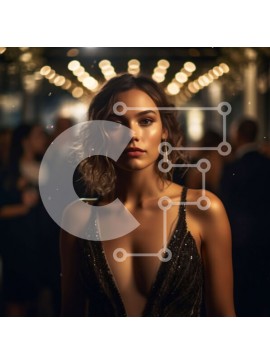 Σετ των 2 Intra Συλλεκτικό Ξύλινο Παζλ Plywood  4mm - Σοβαρή γυναίκα με μαύρο φόρεμα σε αμυδρά φωτισμένο δωμάτιο με πολυελαίους Σε Ξύλινο Κουτί - Διαστάσεις: 10x10 cm – 25 κομμάτια